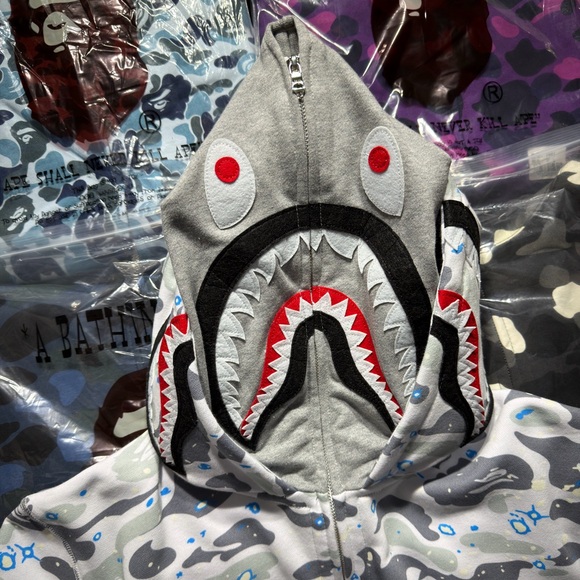 BAPE ABC Camo Double Shark Full Zip Hoodie 'Grey' - Picture 7 of 9